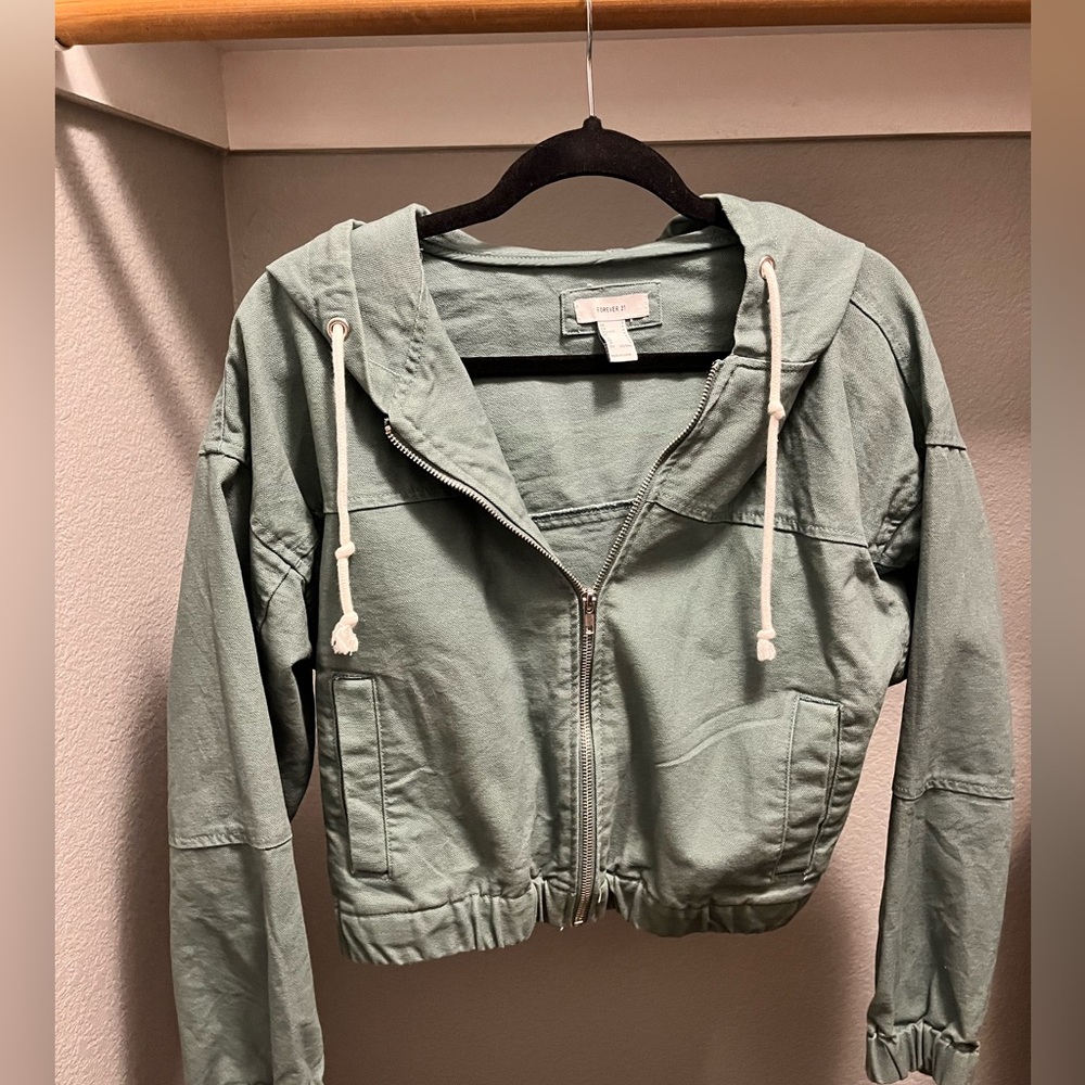 Forever21 Green Cropped Jacket